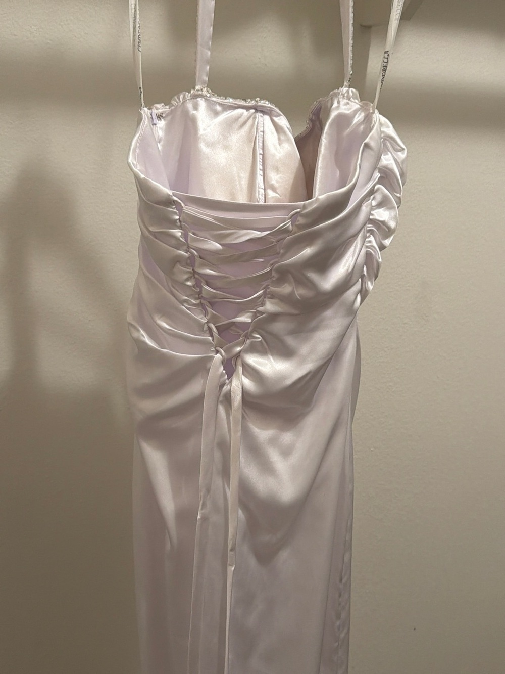 Cinderella Ivory Satin Bridal Gown with Beaded Sweetheart Neckline - Picture 6 of 6